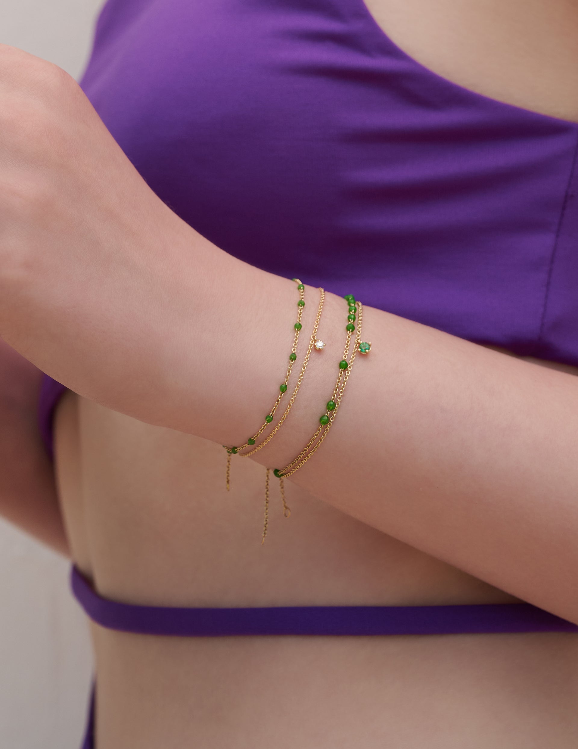 Green Dots Y Bracelet