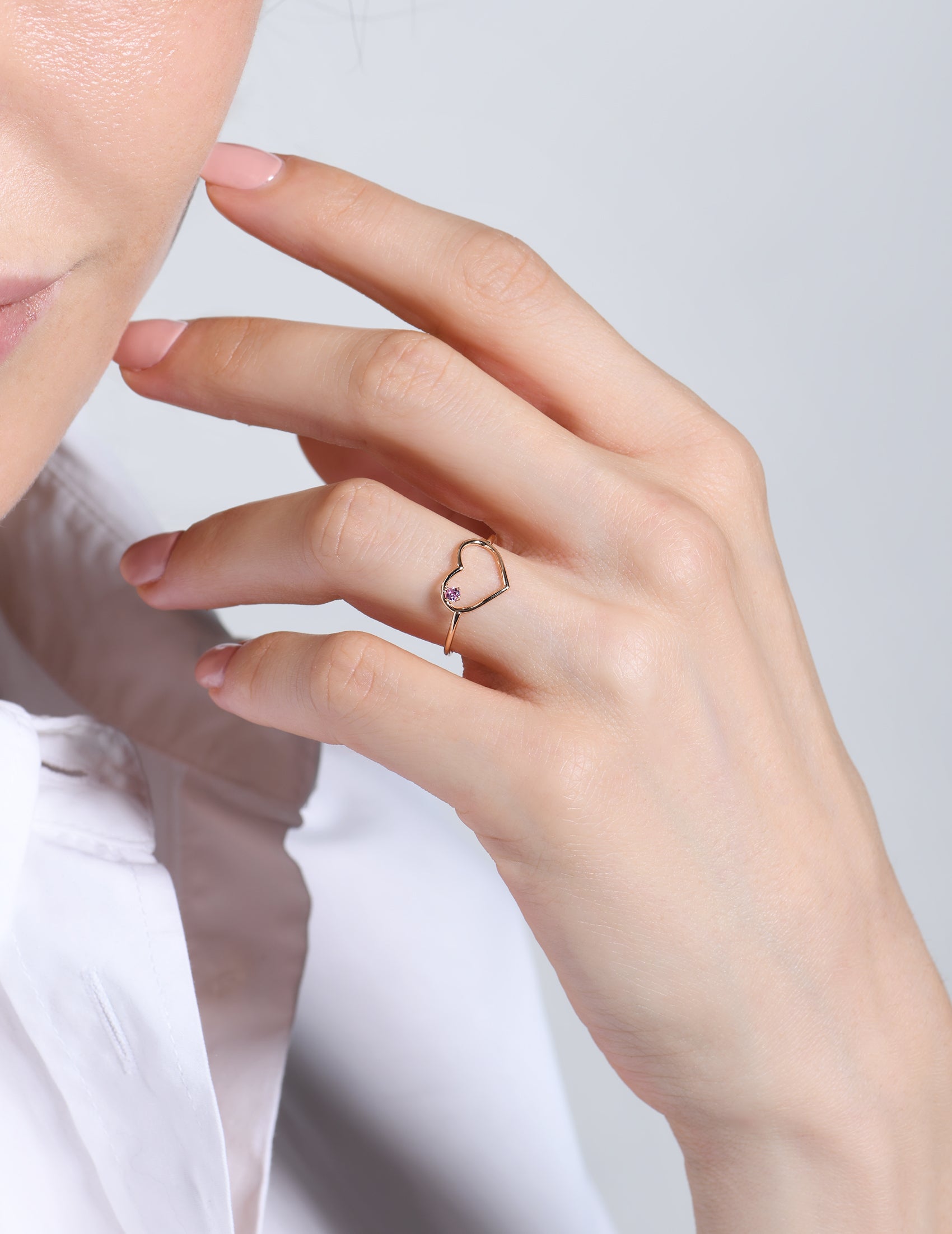 Ring in 18 K Rose Gold Pink Heart Burato - Main Image