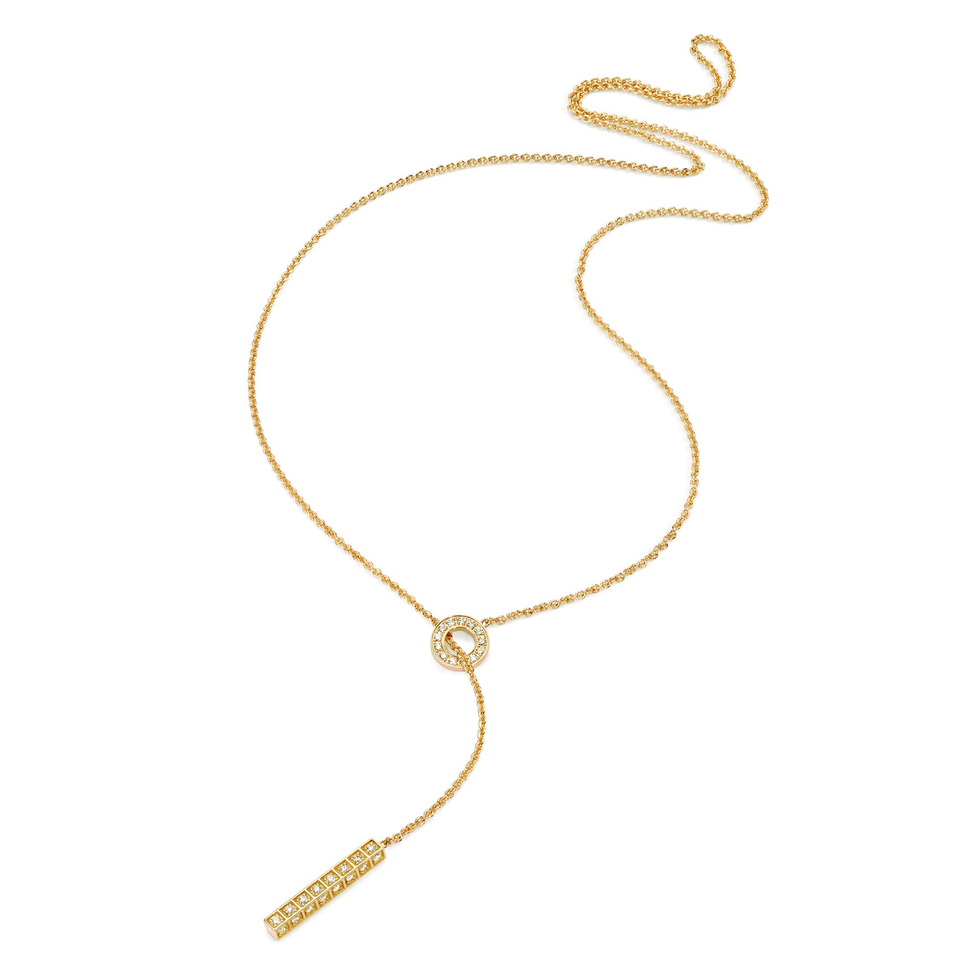 Linea Lariat Full Diamonds Yellow Necklace