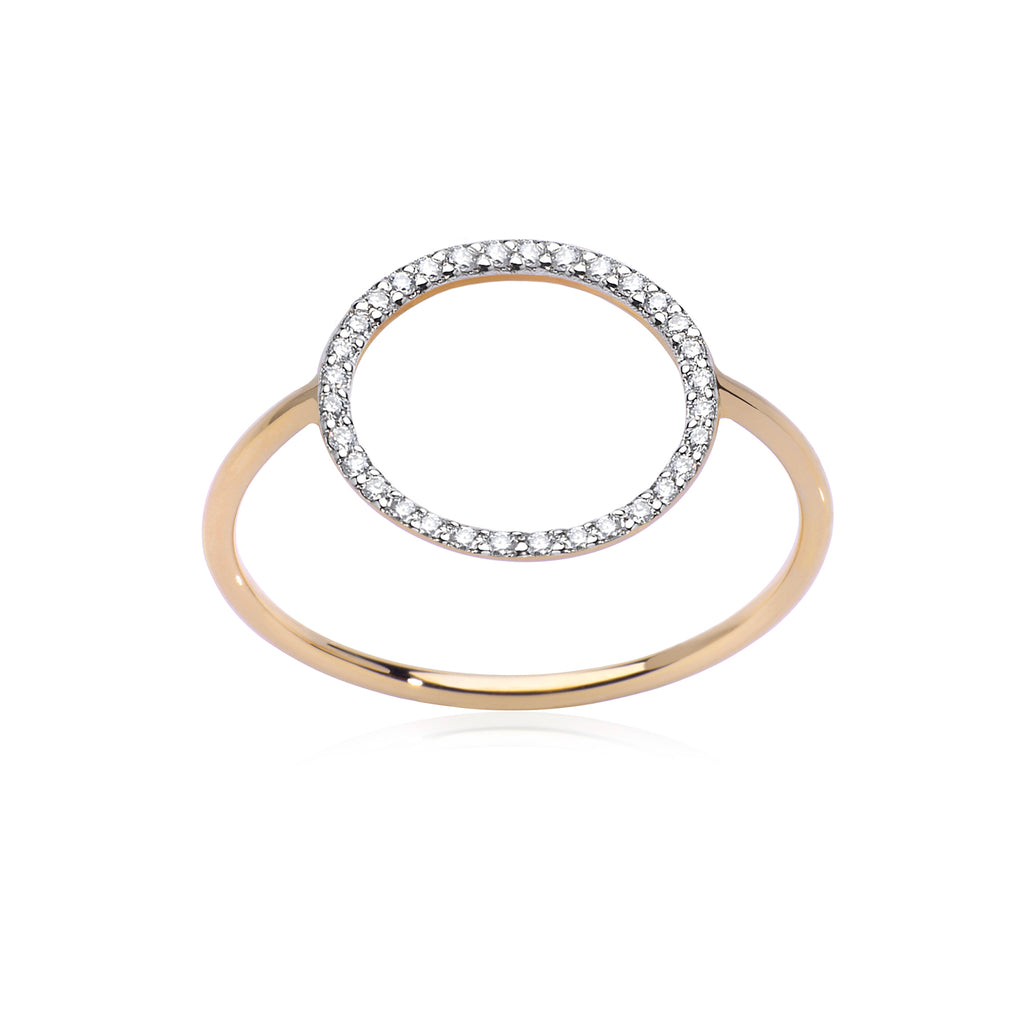 Yellow White Diamonds Circle Ring