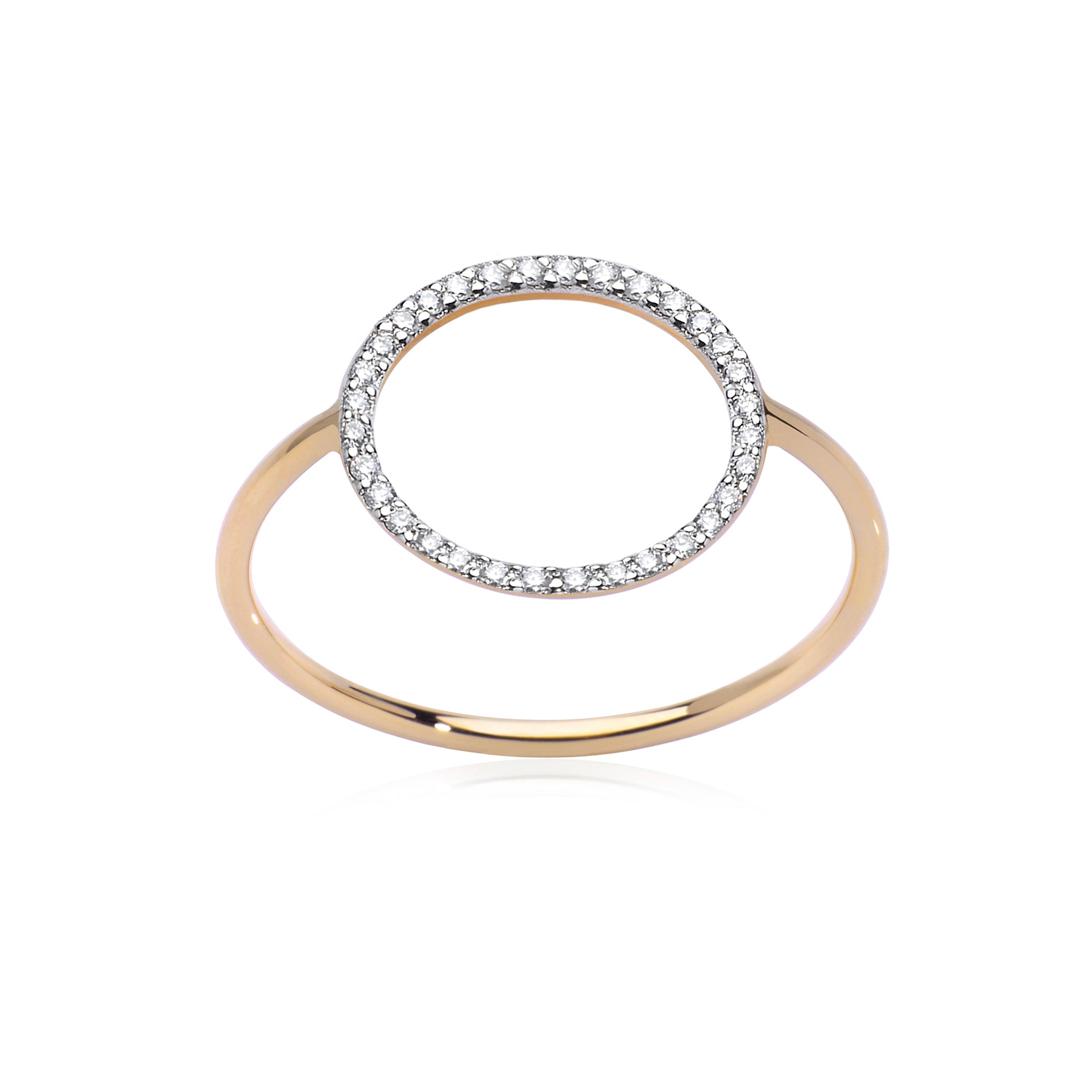 Yellow White Diamonds Circle Ring