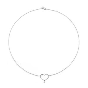 M Heart Diamond White Necklace