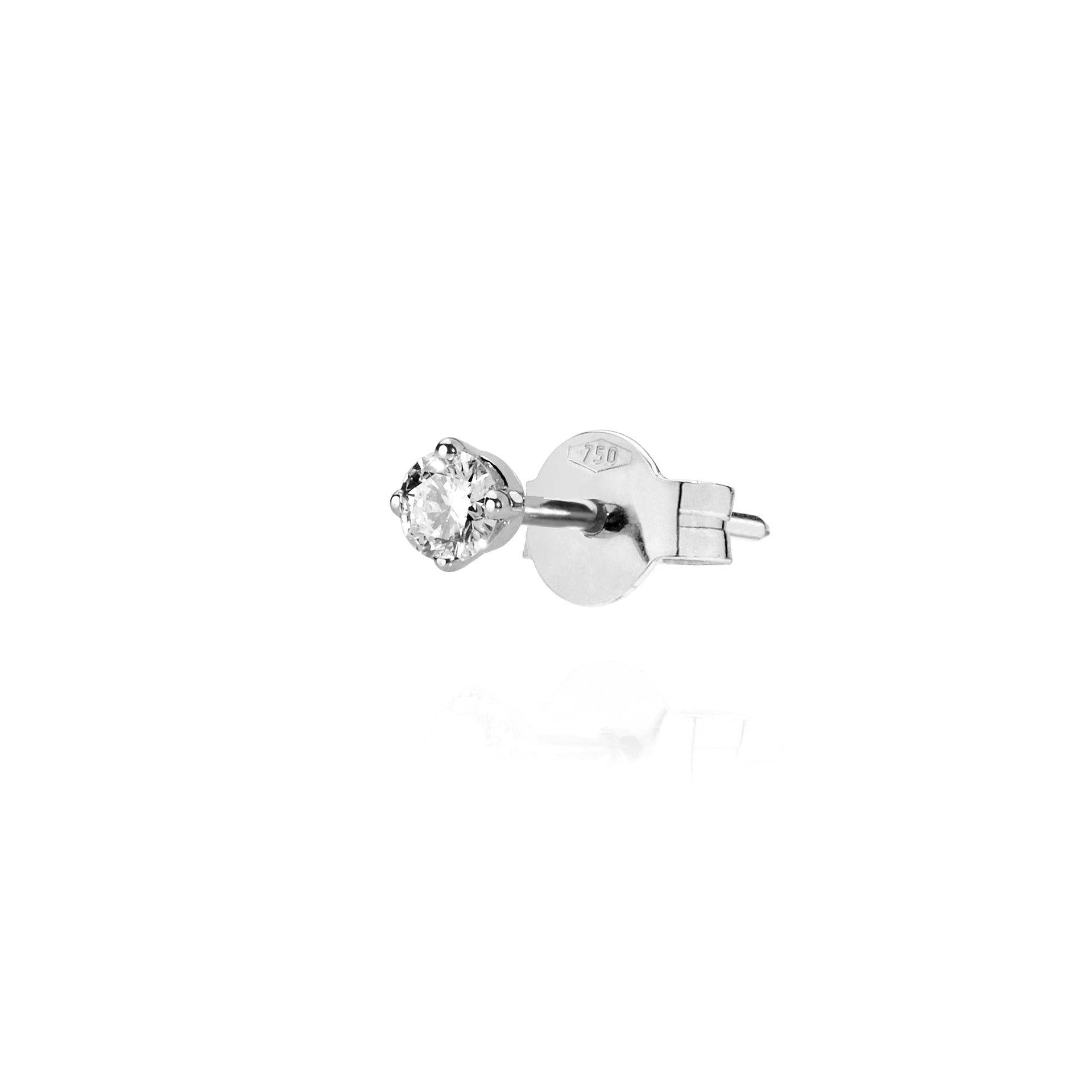 XL White Solitaire White Pin Earring