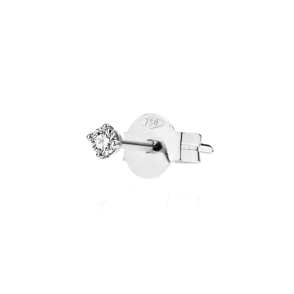 S White Solitaire White Pin Earring