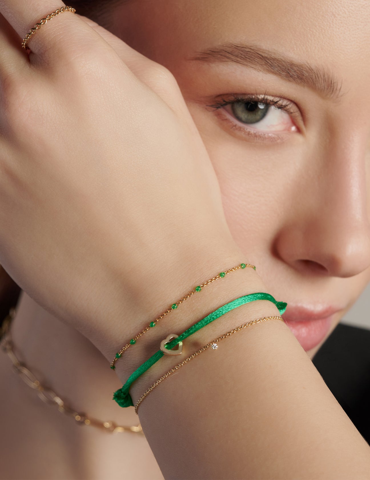 Con Amore Y Green Ribbon Bracelet