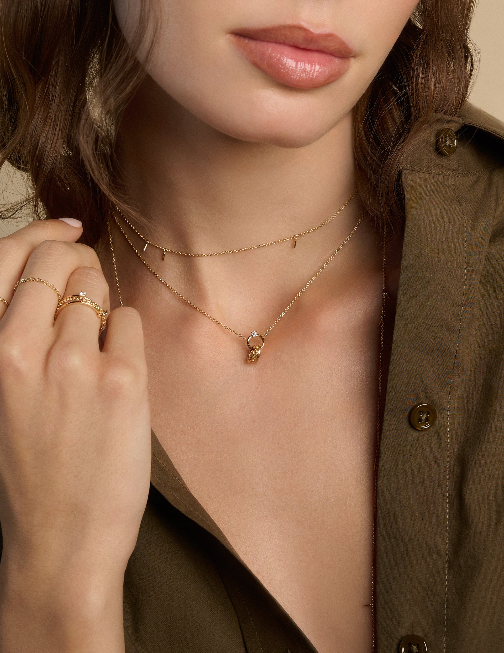 Circle Solitaire Y Necklace