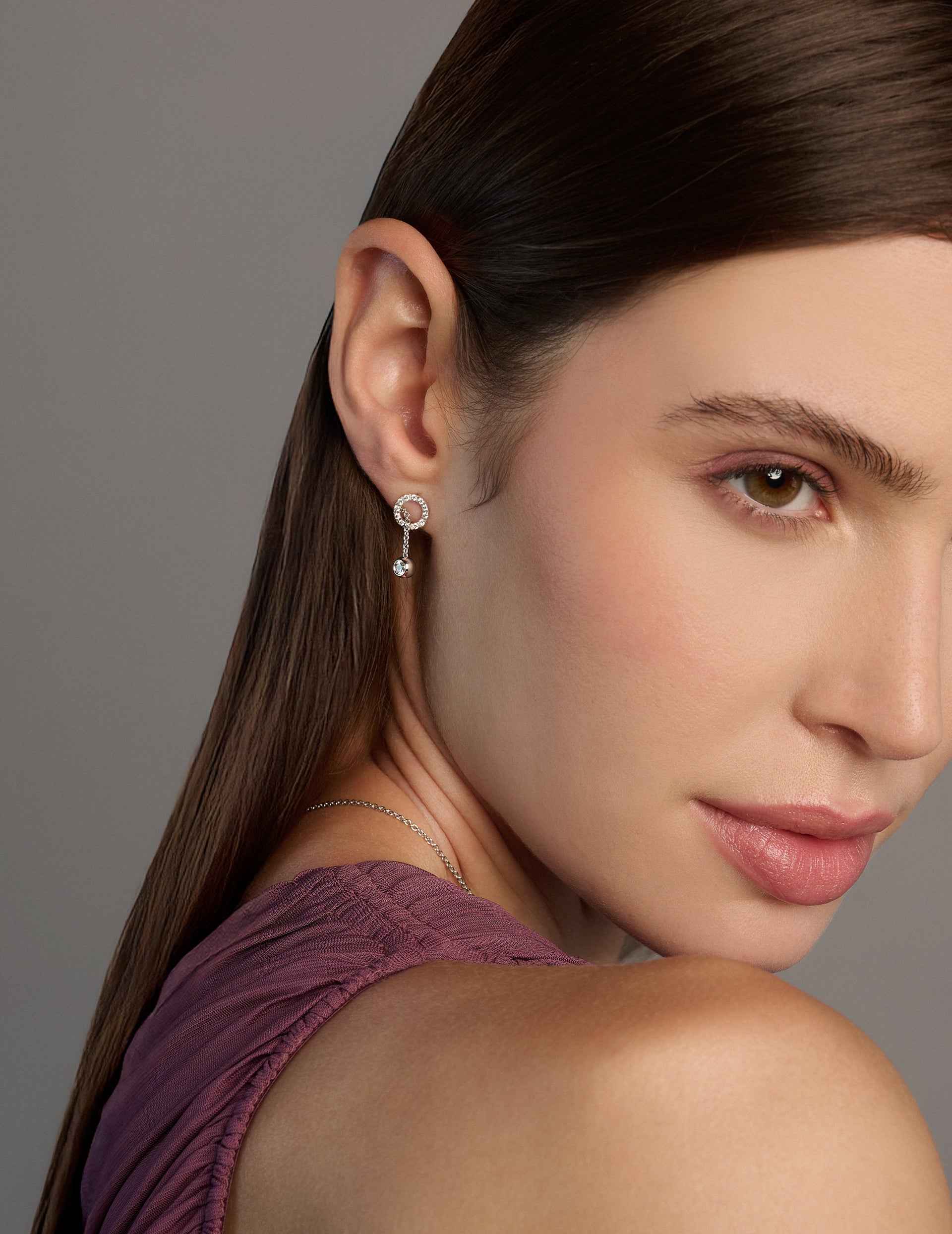 Solitaire Bubble W Right Earring