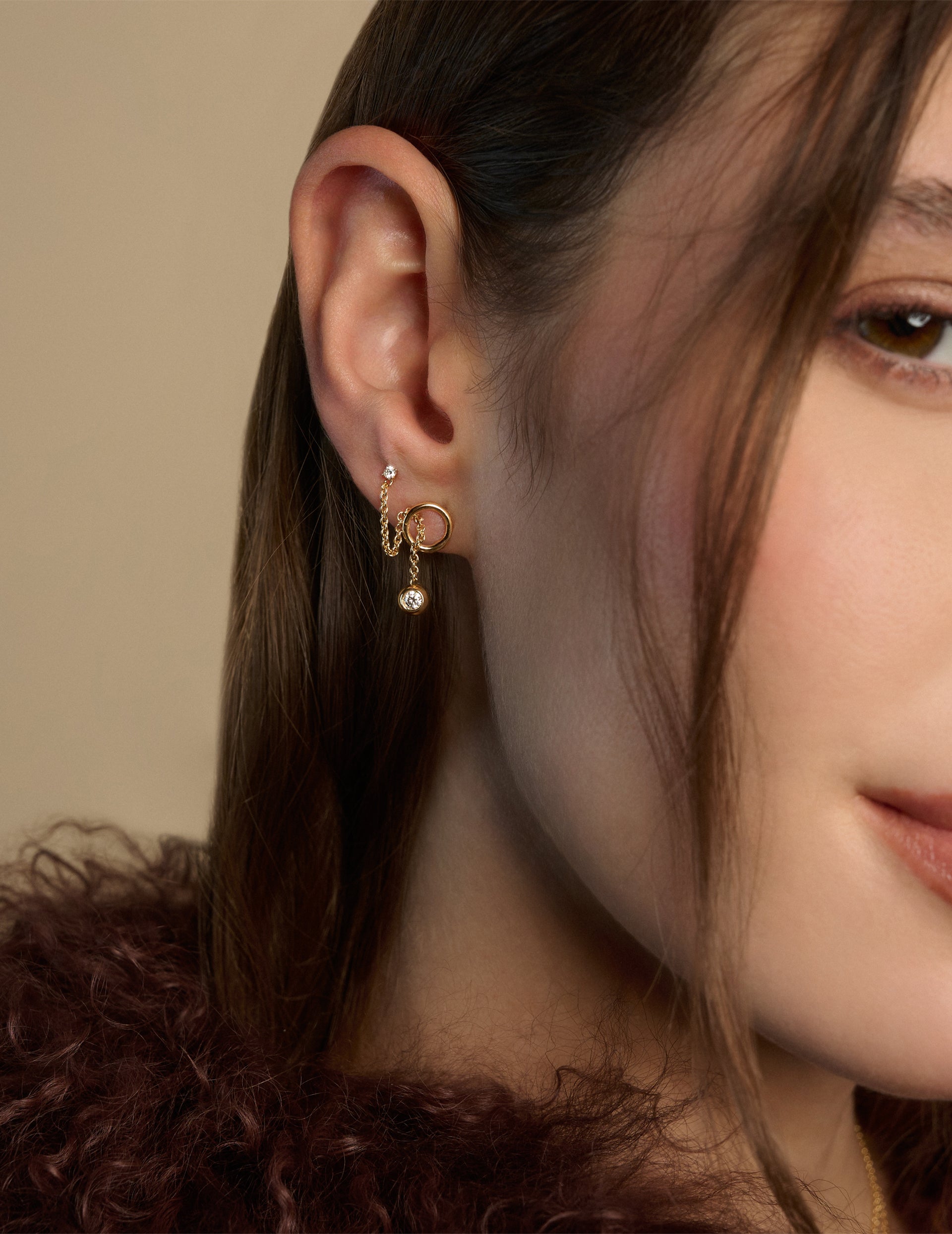 Solitaire Bubble Y Right Earring