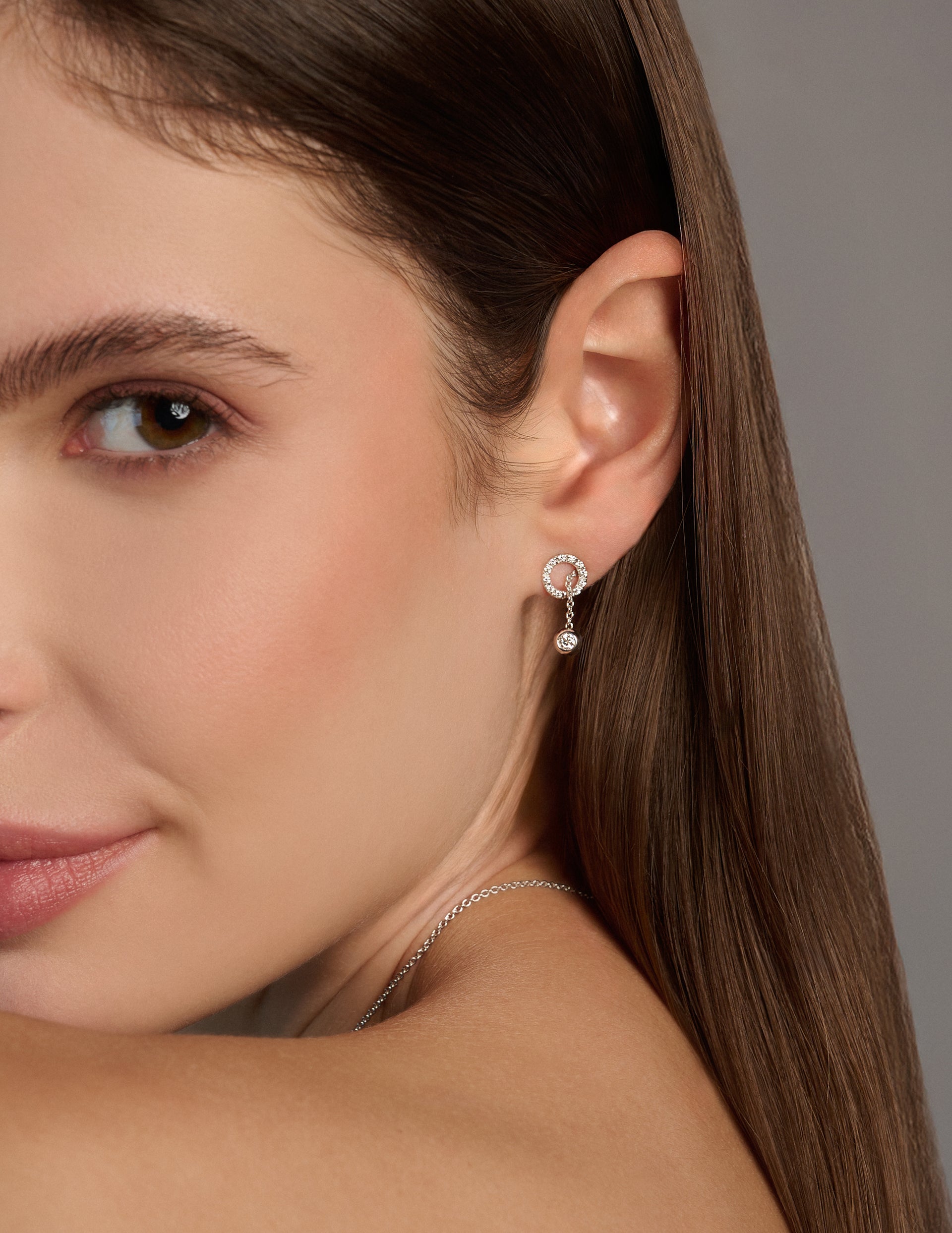 Solitaire Bubble W Left Earring