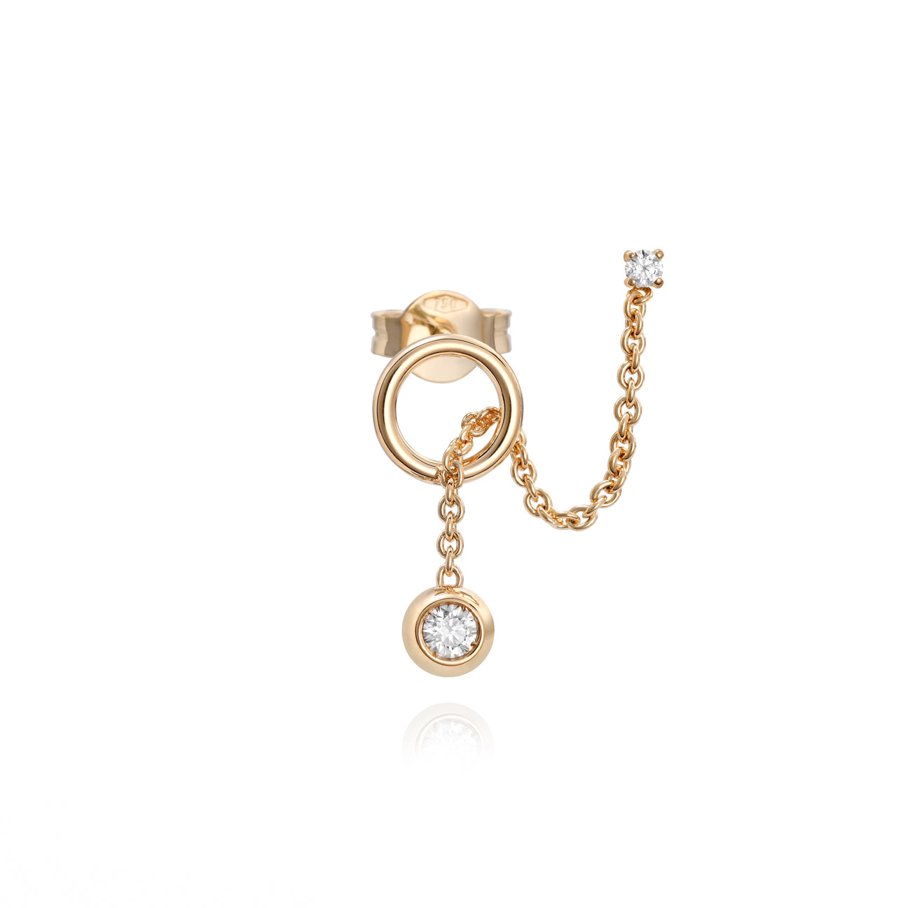 Solitaire Bubble Y Left Earring