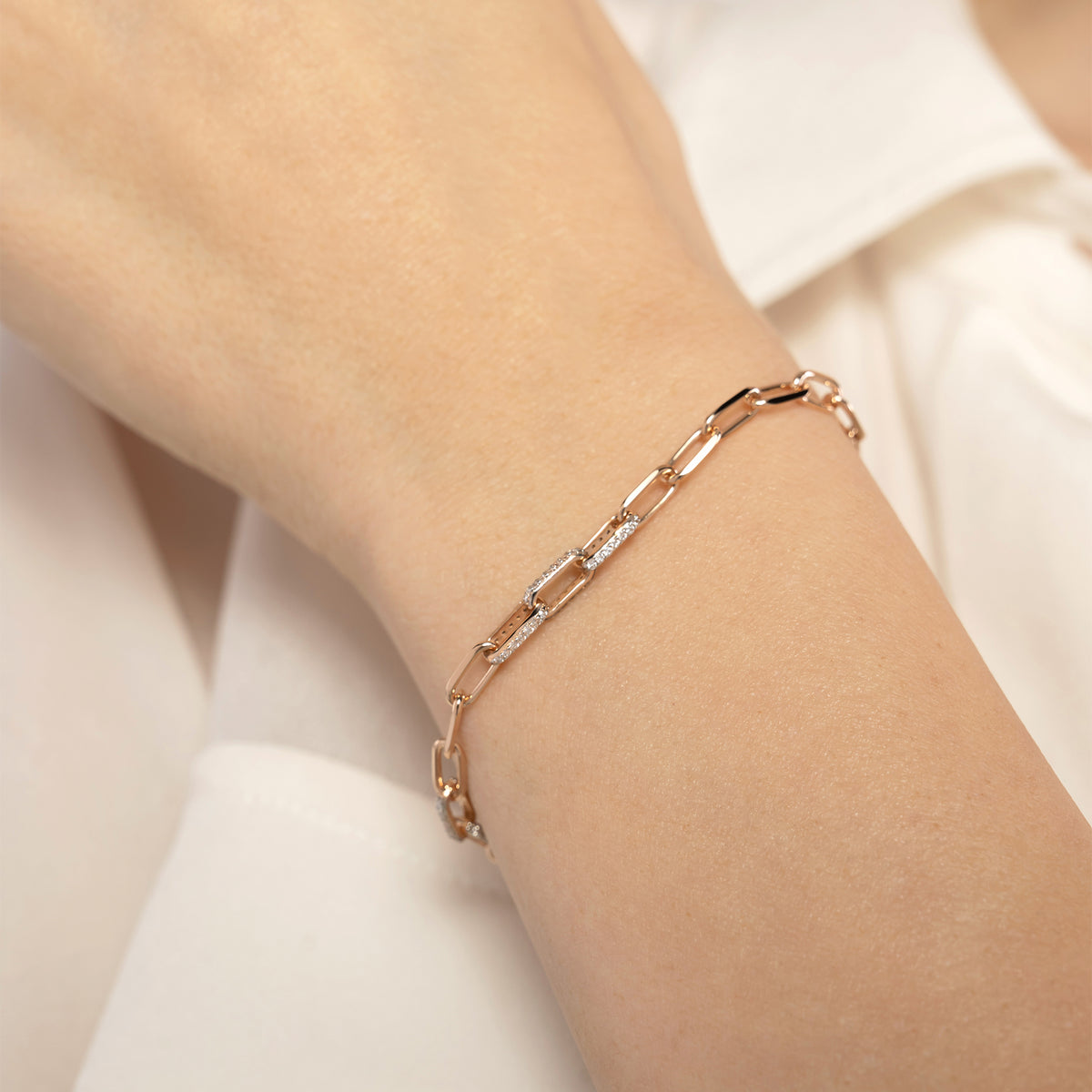 Bracelet in 18 K Rose Gold and Diamonds | Pink Chain Fine - Burato