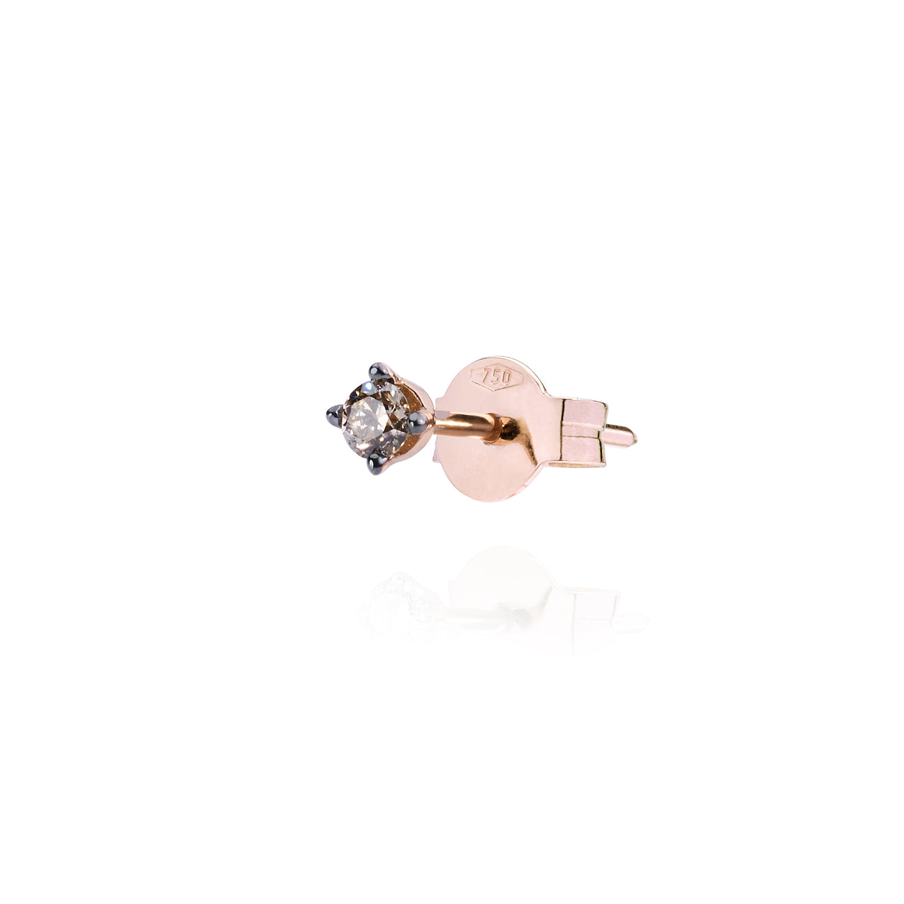 L Brown Solitaire Pin Earring
